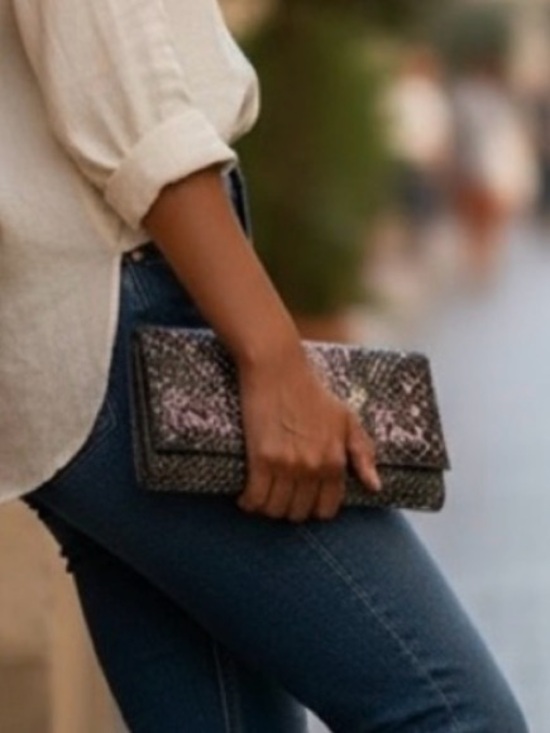 Bandolino Handbags - Bandolino Metallic Snake-Print Clutch Wallet - Black, Turquoise, Gold, & Silver